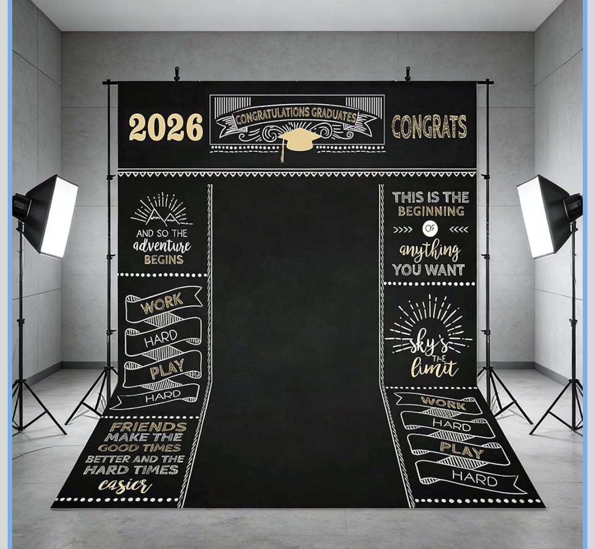 Graduate Backdrop 5x7ft Class of 2026 Graduation Party Background Congrats Grad