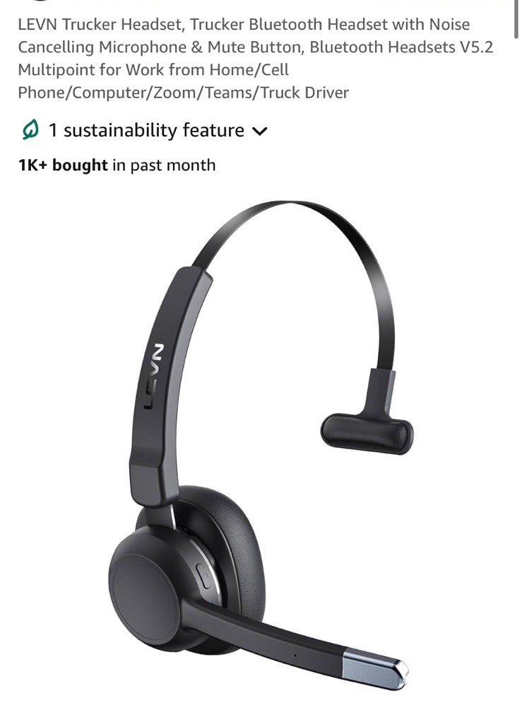 Trucker Headset, Trucker Bluetooth Headset with Noise Cancelling Microphone &... Trucker Headset, Trucker Bluetooth Headset with Noise Cancelling Microphone &...