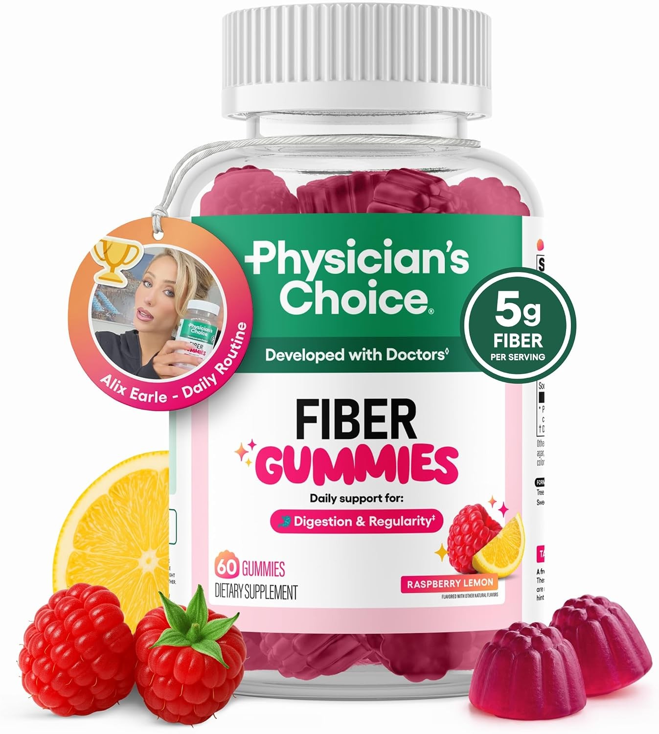 Physician's Choice Fiber Gummies Prebiotic Fiber Digestive Health 60CT