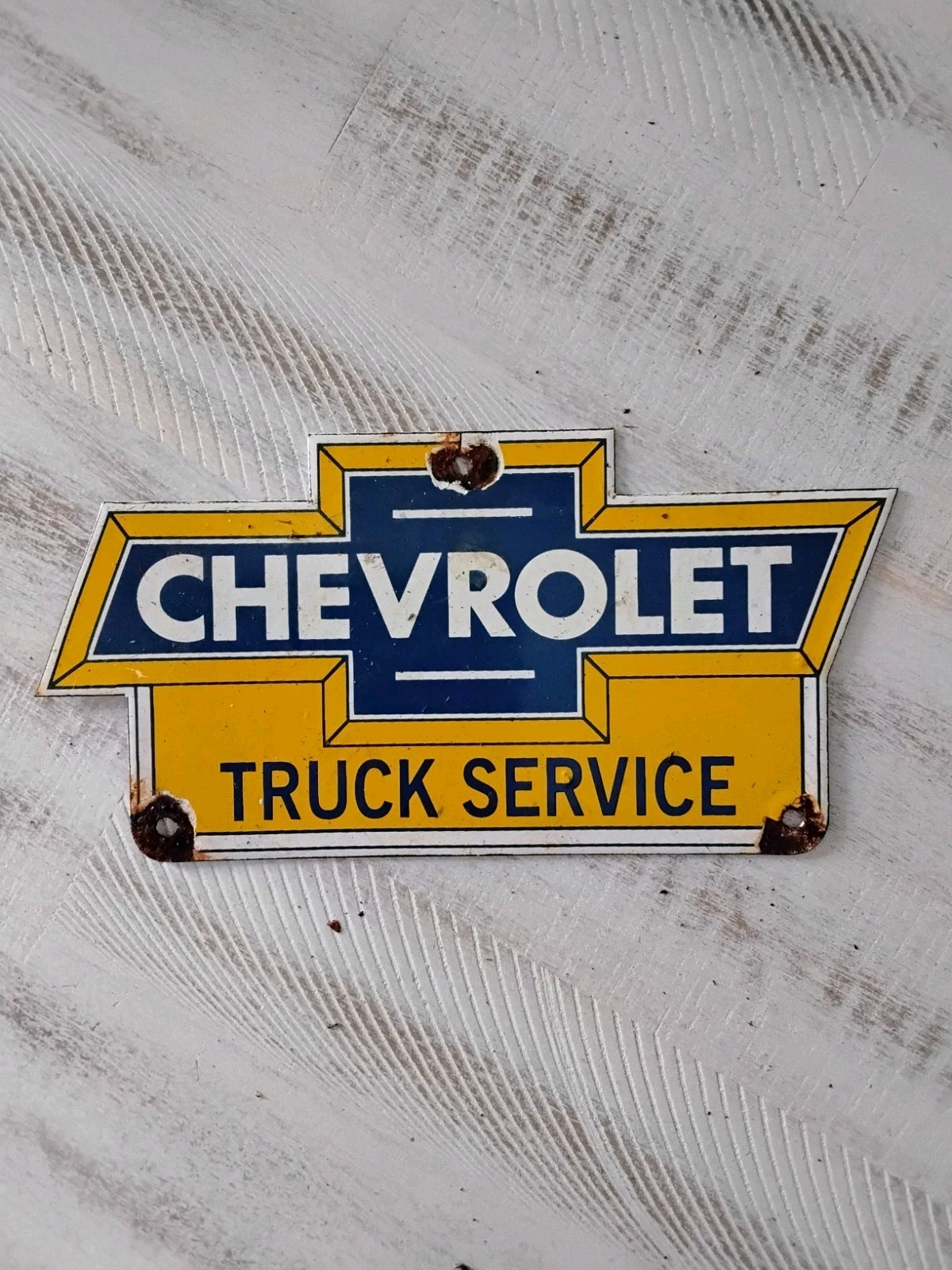 VINTAGE CHEVROLET 1950\'S TRUCK SERVICE PORCELAIN SIGN 