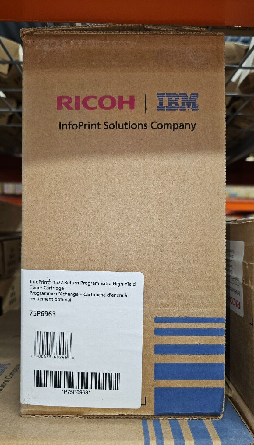New Sealed Box Genuine Ricoh IBM 75P6963 Extra High Yield toner InfoPrint 1572 New Sealed Box Genuine Ricoh IBM 75P6963 Extra High Yield toner InfoPrint 1572