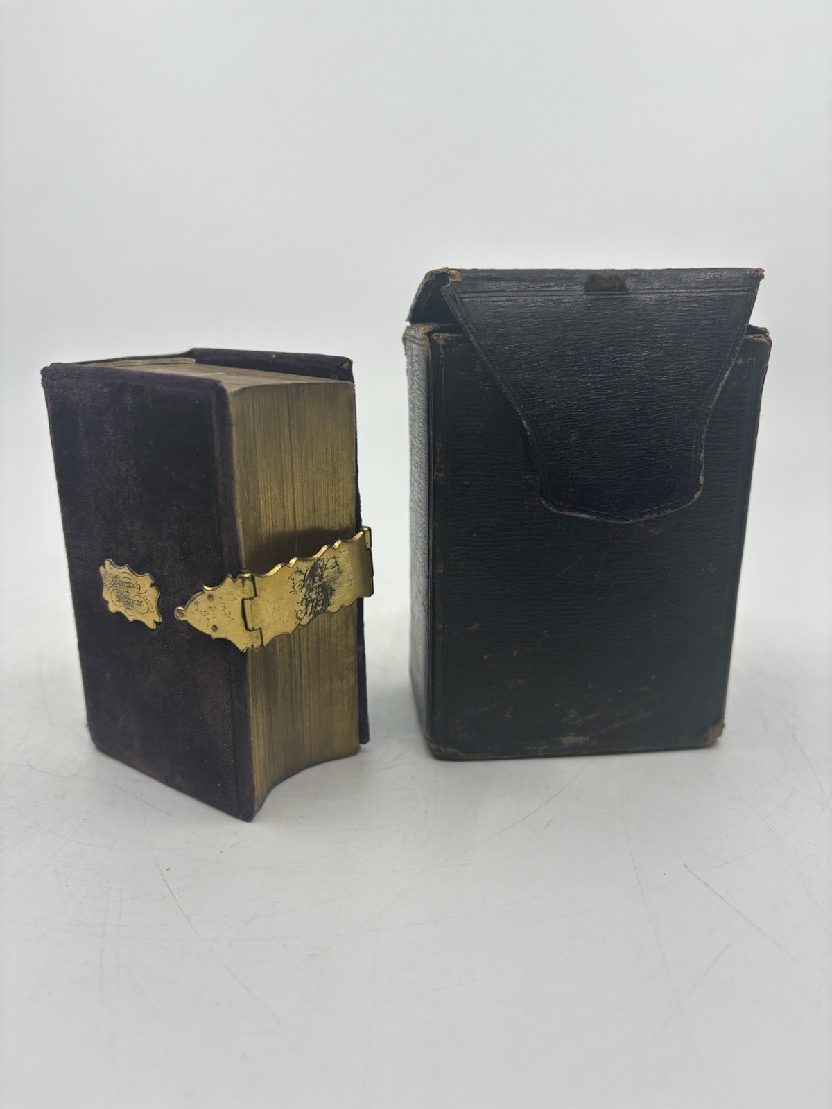 Victorian 1838–39 Velvet Church Service Prayer Book w/ Gilt Clasp, Case & Psalms