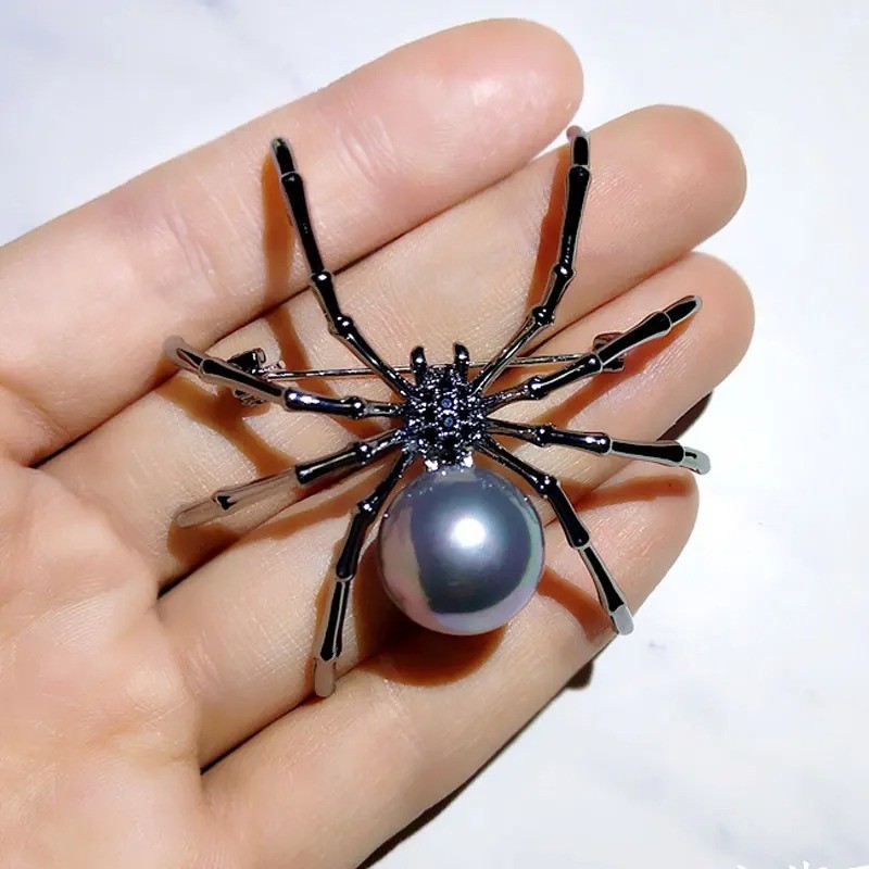 Vintage Black Rhinestone Spider Brooch Pearl Pin Insect Bug Jewelry Summer Gift. Vintage Black Rhinestone Spider Brooch Pearl Pin Insect Bug Jewelry Summer Gift.