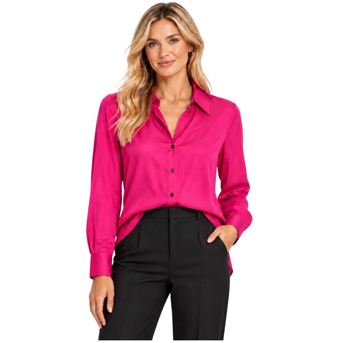 NWT Boden T1443 Pink EcoVero Viscose Long Sleeve Button Up Blouse Top US 4