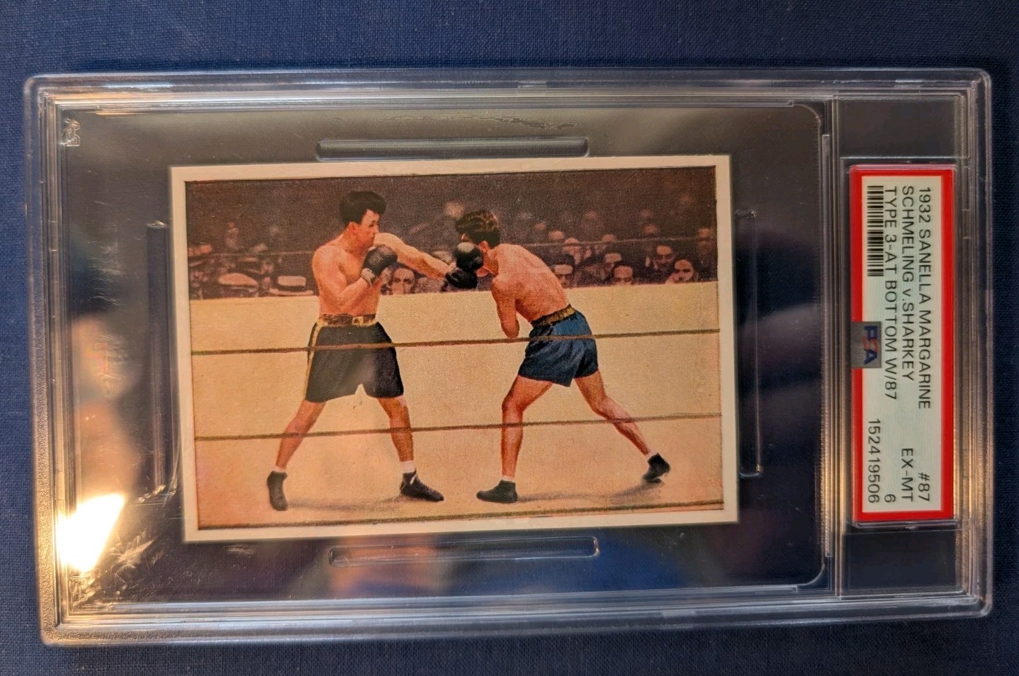 1932 Sanella Type 3 RARE #87 Schmeling V Sharkey PSA 6 None Higher Both HOF 1932 Sanella Type 3 RARE #87 Schmeling V Sharkey PSA 6 None Higher Both HOF