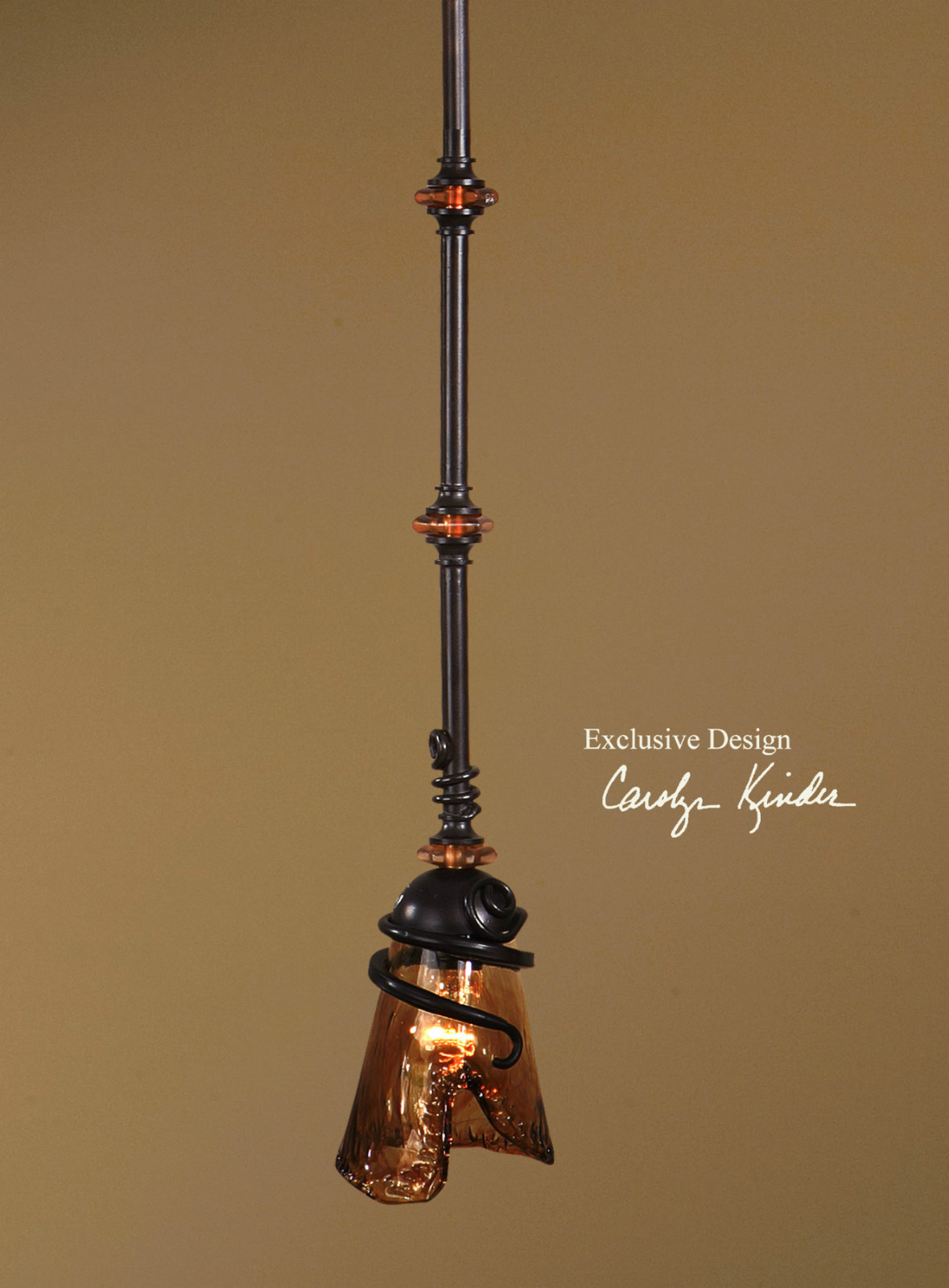 VITALIA OIL RUBBED METAL WITH HANDMADE GLASS PENDANT LIGHT 21905