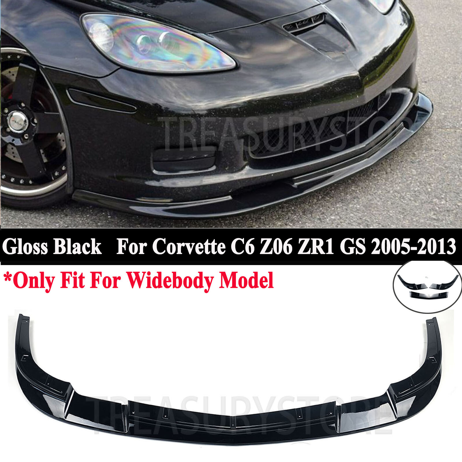 For Corvette C6 Z06 ZR1 06-13 ZR1 Style Front Bumper Lip Spoiler Splitter Gloss For Corvette C6 Z06 ZR1 06-13 ZR1 Style Front Bumper Lip Spoiler Splitter Gloss