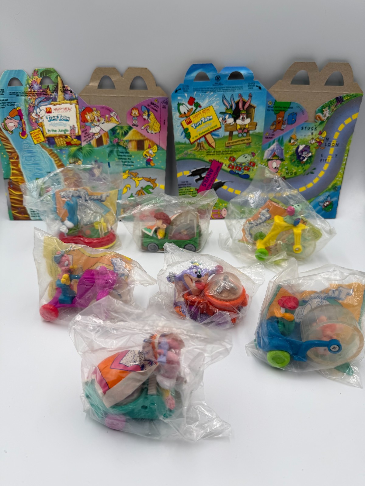 1992 McDonald's Tiny Toon Adventures 7 Sealed Happy Meal Toys + 2 Boxes Vintage 1992 McDonald's Tiny Toon Adventures 7 Sealed Happy Meal Toys + 2 Boxes Vintage