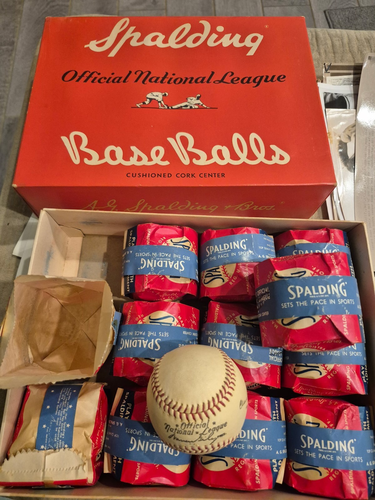 1950s Official National League Warren Giles Baseball Mint In Original Packaging 1950s Official National League Warren Giles Baseball Mint In Original Packaging