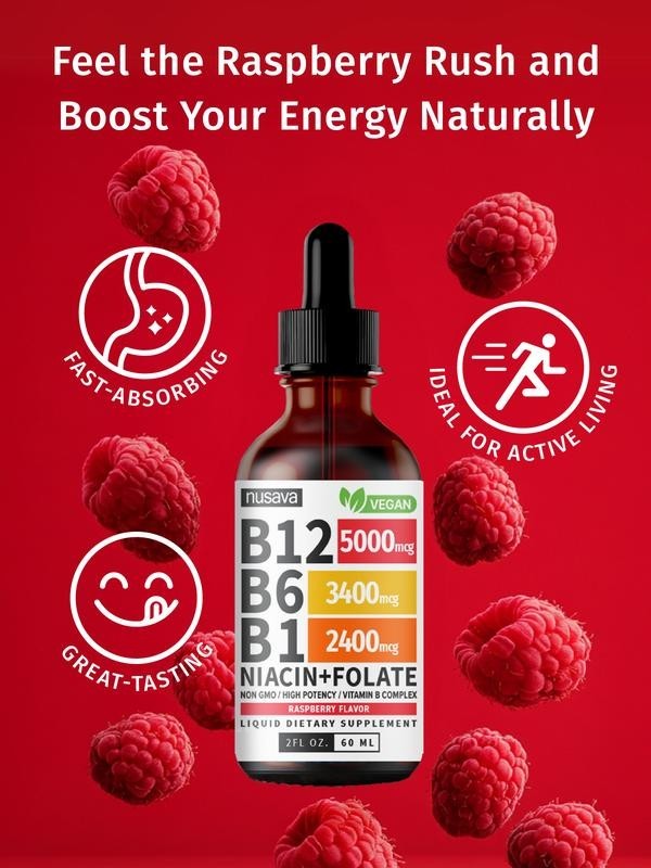 NUSAVA Vitamin B12 and B6 Liquid Drops, B12 Sublingual Vitamin B Complex,B1 NUSAVA Vitamin B12 and B6 Liquid Drops, B12 Sublingual Vitamin B Complex,B1