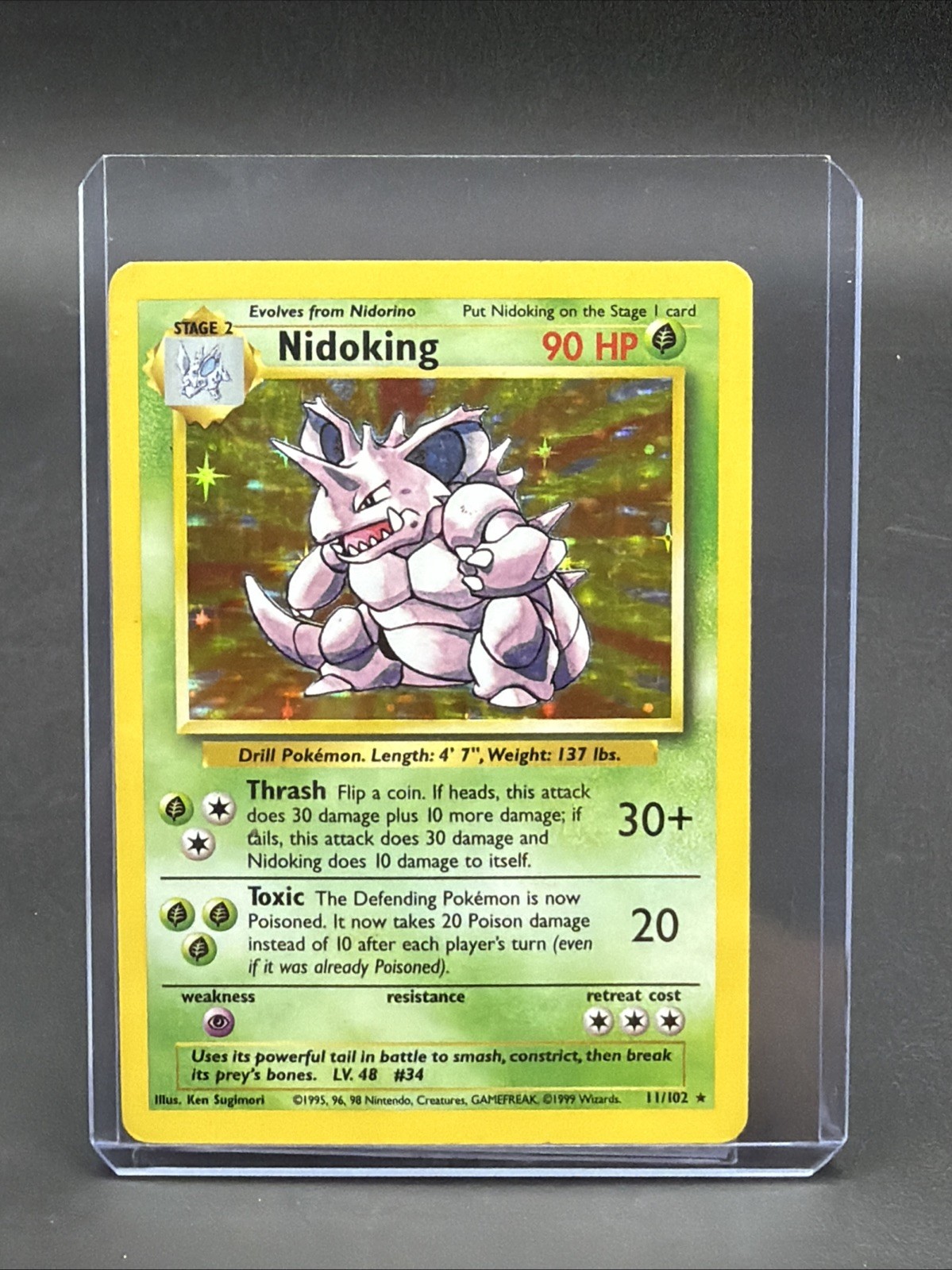 1999 NIDOKING 11/102 Holo Rare Deck Exclusive POKEMON CARD very nice super cool