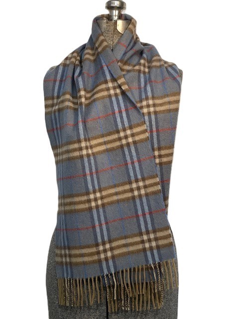 Vintage Burberry Cashmere Nova Check Blue Scarf Vintage Burberry Cashmere Nova Check Blue Scarf