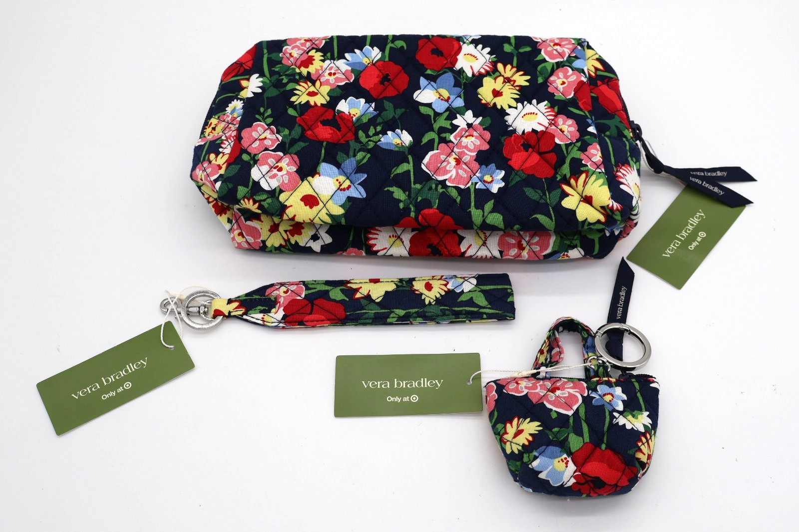Vera Bradley Poppy Meadow Medium Storage Travel Pouch Wristlet & Mini Tote Bag Vera Bradley Poppy Meadow Medium Storage Travel Pouch Wristlet & Mini Tote Bag