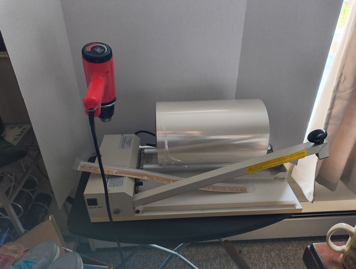 18-inch Industrial Shrink Wrap System & Heat Gun Plus 24lb 14 Inch Bag Roll 18-inch Industrial Shrink Wrap System & Heat Gun Plus 24lb 14 Inch Bag Roll