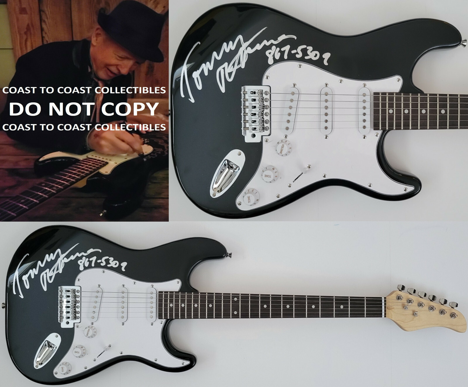 Tommy Tutone signed autographed Electric guitar COA 867-5309 Jenny exact proof.