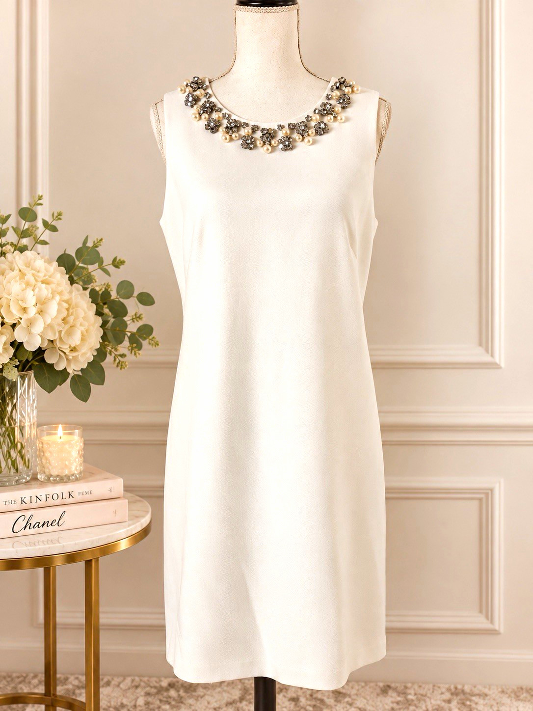 Ted Baker White Sleeveless Shift Dress Peter Pan Beaded Sequin Collar 4 Ted Baker White Sleeveless Shift Dress Peter Pan Beaded Sequin Collar 4