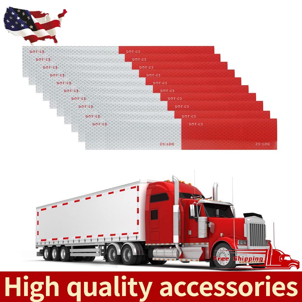 10 pcs DOT-C2 Conspicuity Reflective Tape 2x12” Red White Strip Trailer RV Truck