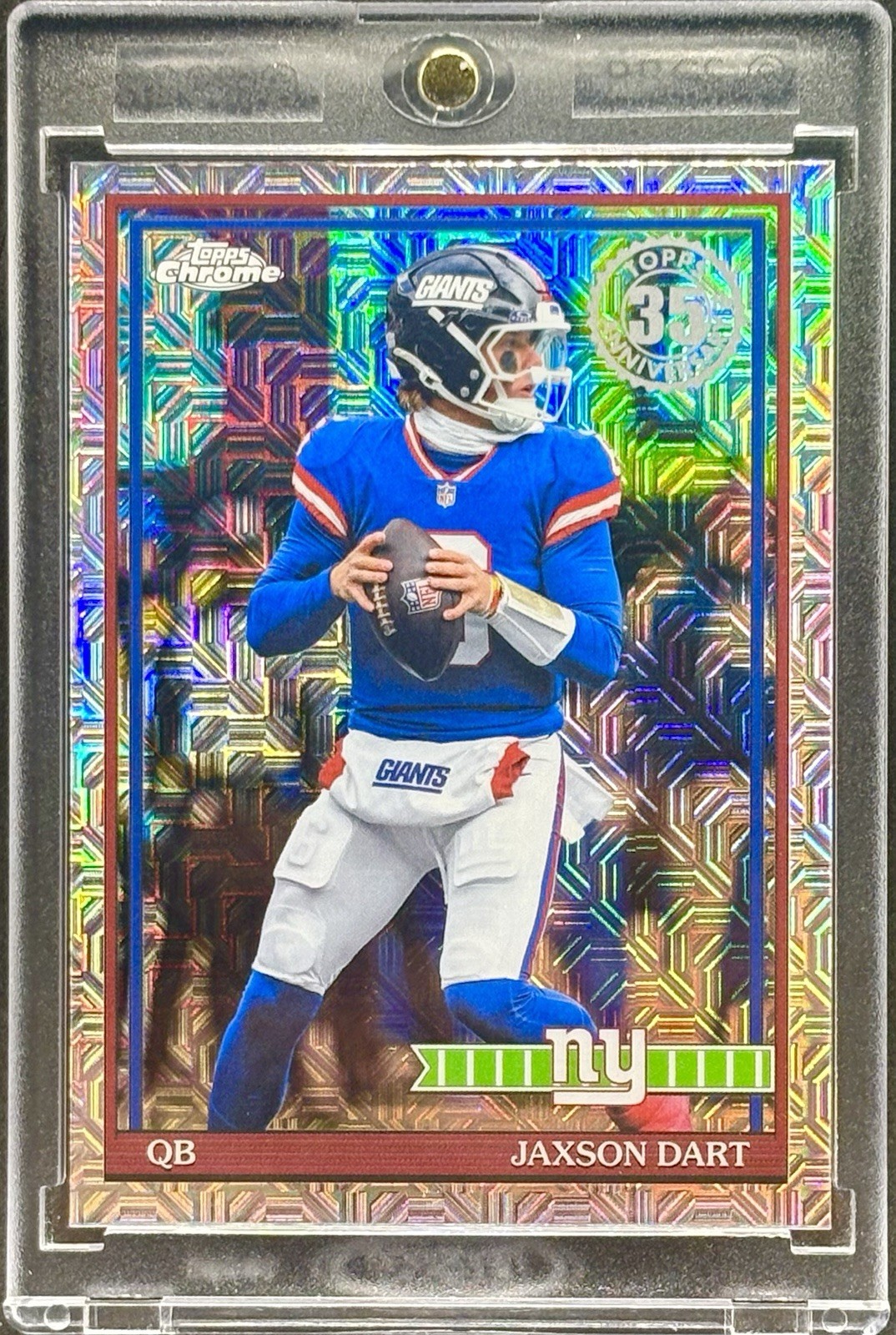 Jaxson Dart SILVER MOJO REFRACTOR CHROME CARD  TOPPS CHROME GIANTS MINT