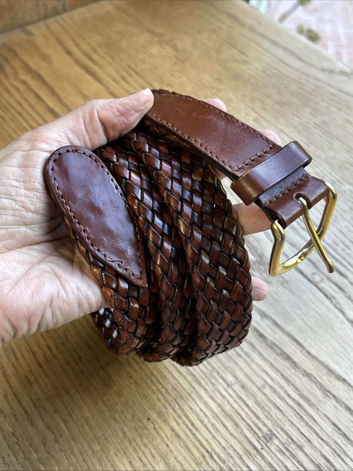 Vintage Carroll & Co Braided Leather Solid Brass Brown Belt Excellent 47” Vintage Carroll & Co Braided Leather Solid Brass Brown Belt Excellent 47”