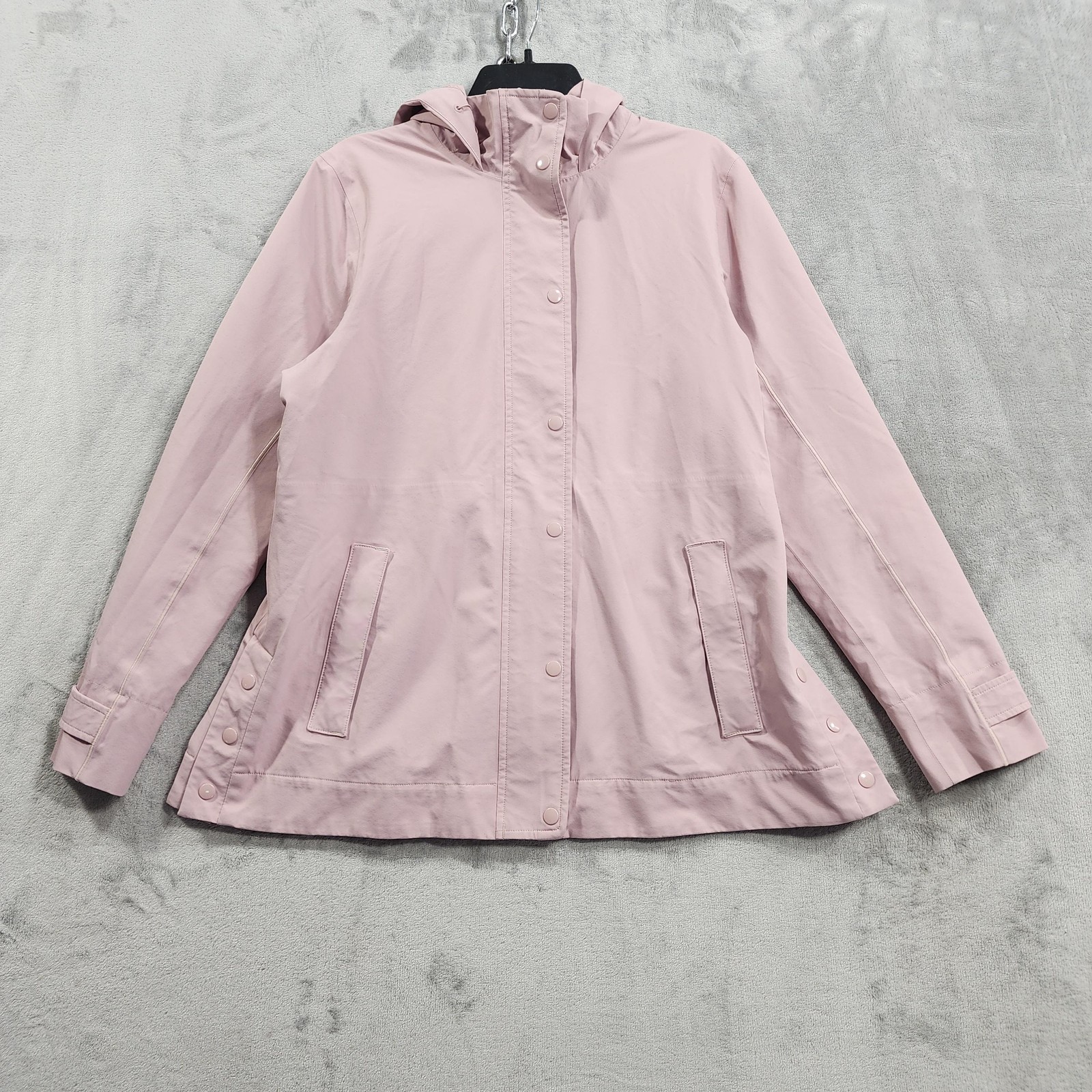Athleta Jacket Womens M Pink Athleta Sutro Rainout Trench Hooded Full Zip Snap