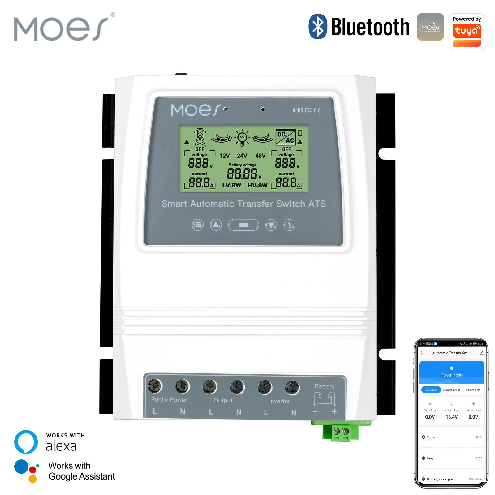 MOES Smart Dual Power Solar Wind Charge Controller 80A Automatic Transfer Switch
