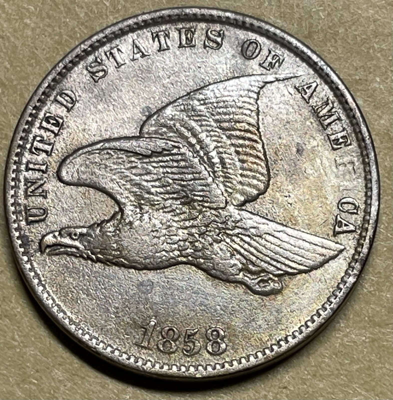 1858 Small Letters Flying Eagle Cent AU+ Please Check Out Our Other Coins
