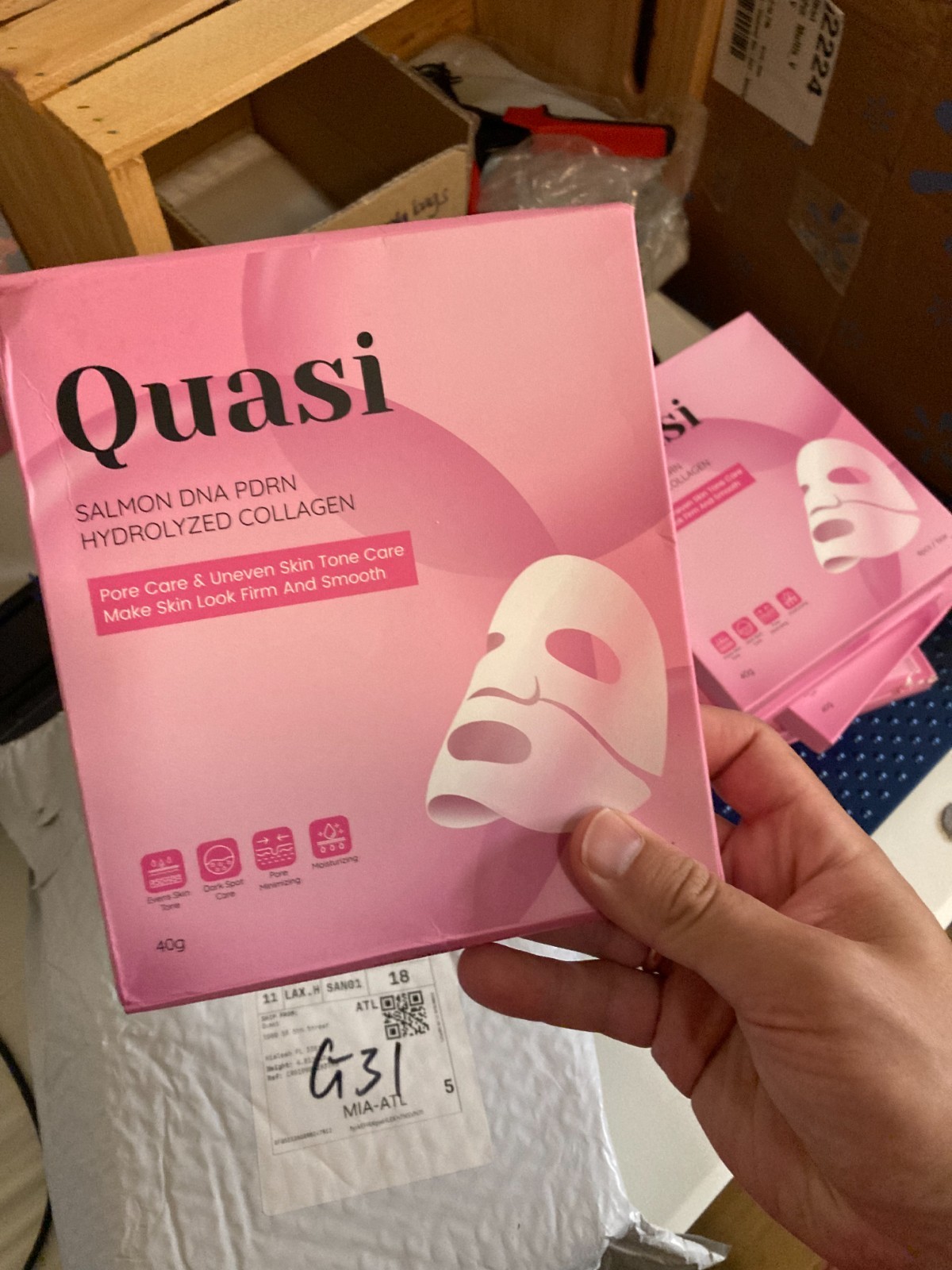 Quasi PDRN Pink Collagen Gel Face Mask Salmon DNA, Hydrolyzed Collagen 4pcs