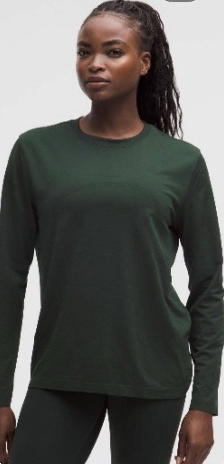 Lululemon Ladies Swiftly Relaxed Ling Sleeve Shirt, Size 10, Rainforest Green