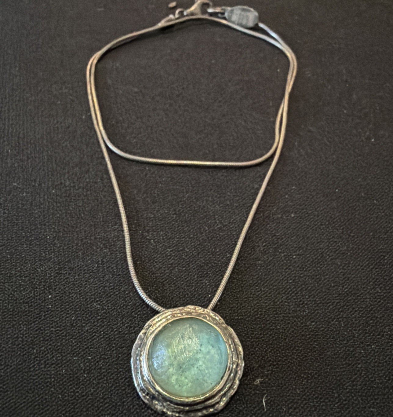 Sterling Silver Modernist Sea Glass Necklace Luli Hamersztein Artisan 925