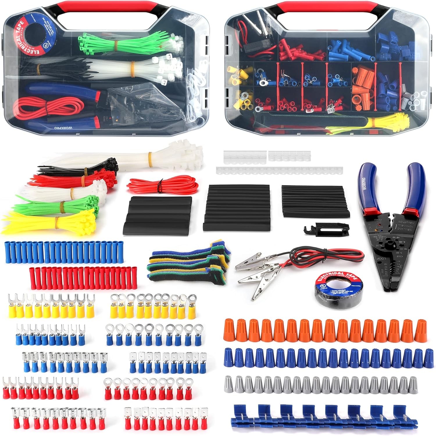 WORKPRO 582-piece Crimp Terminal Electrical Repair Kit with Wire Cutter Stripper WORKPRO 582-piece Crimp Terminal Electrical Repair Kit with Wire Cutter Stripper