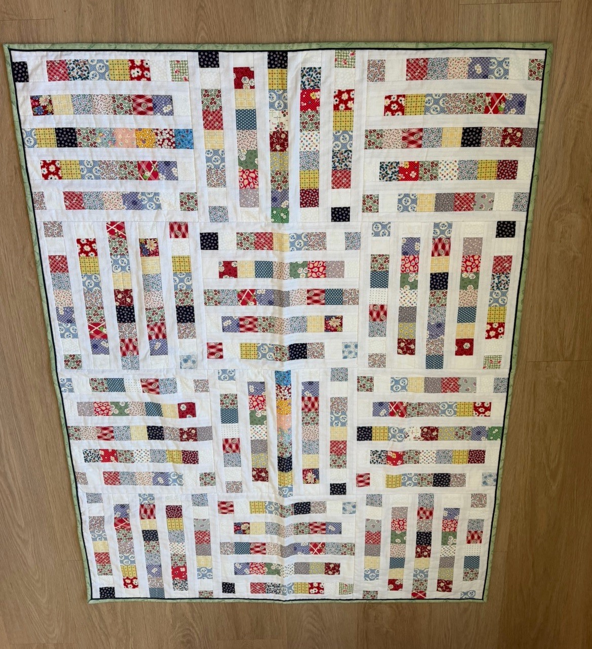 Vintage Reversible Lap Or Crib Quilt Vertical Handmade Patchwork 52”x39” Vintage Reversible Lap Or Crib Quilt Vertical Handmade Patchwork 52”x39”