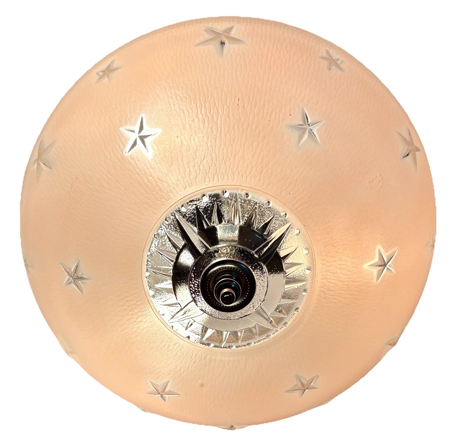 Antique 1920s-1930s Art Deco Nouveau Federal Stars Pink Ceiling Light Fixture