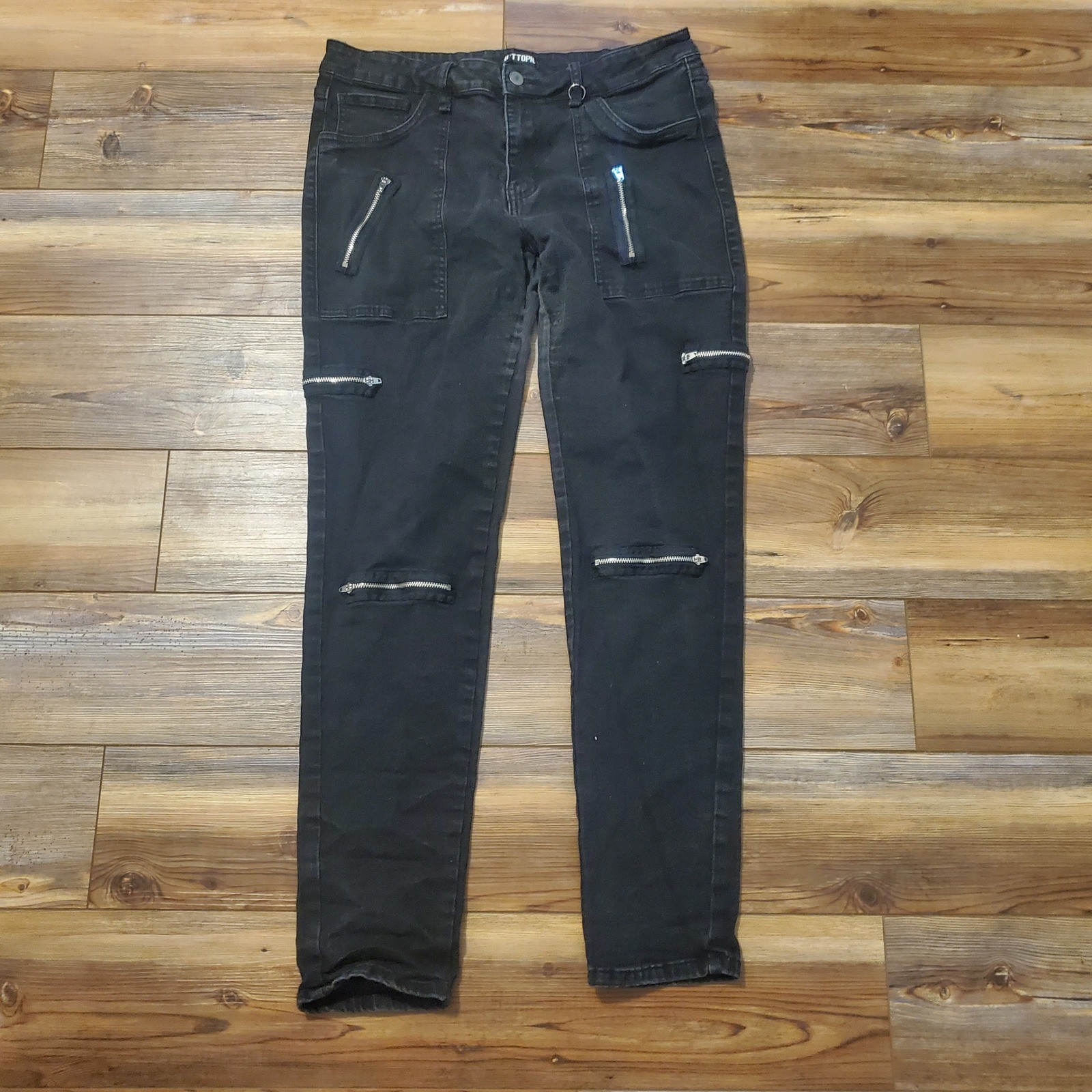 Hot Topic Mens Black Multi Zipper Skinny Jeans Punk Goth Alternative Gore 34x32 Hot Topic Mens Black Multi Zipper Skinny Jeans Punk Goth Alternative Gore 34x32