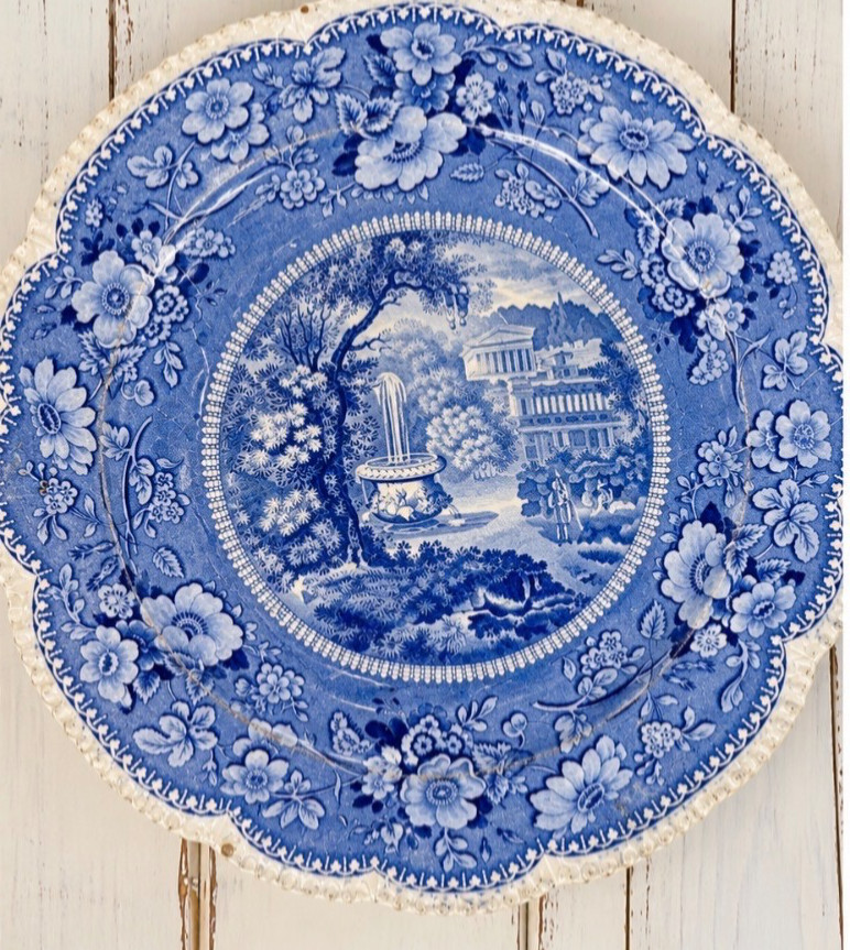 Antique Enoch Wedgwood & Sons Celtic China Blue Transferware Scenic Plate 10