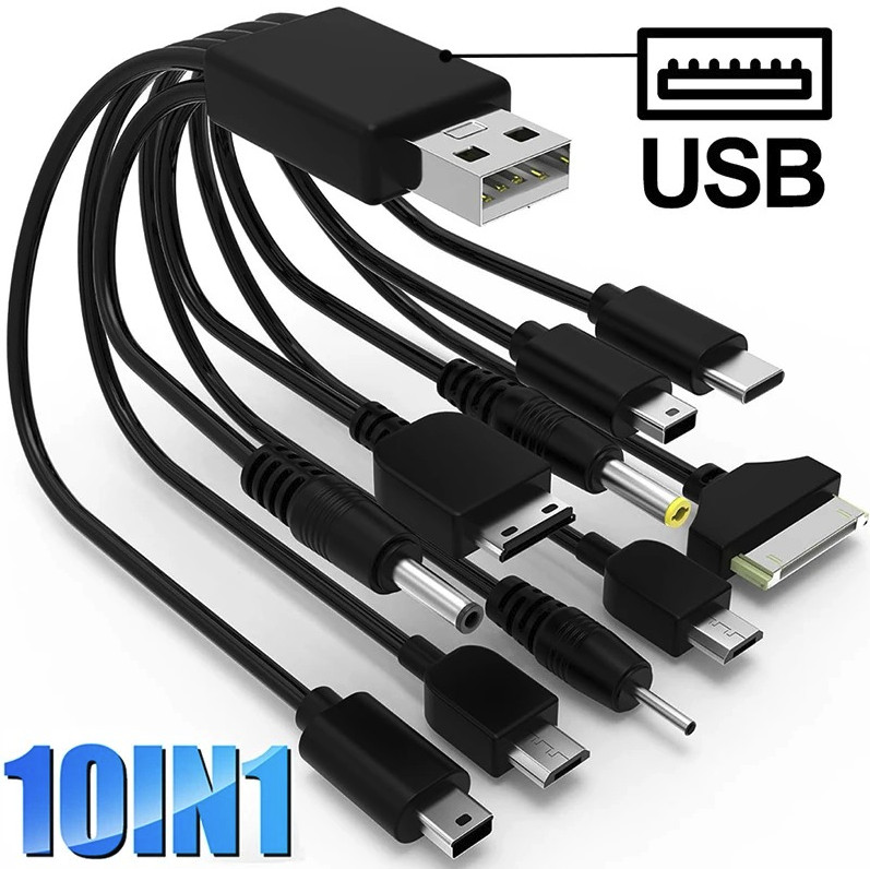 1pc 10-in-1 Multi USB Charging Cable Universal Multi Connector Phone Cord - NEW