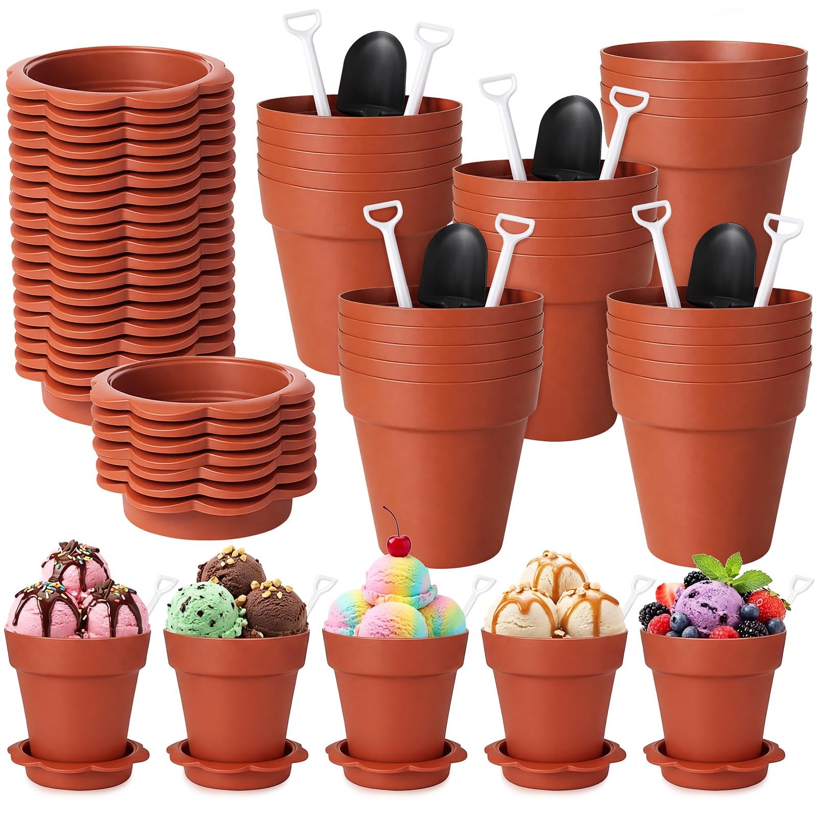 Patelai 24 Pack Flower Pot Dessert Cups with Shovel Spoons Patelai 24 Pack Flower Pot Dessert Cups with Shovel Spoons