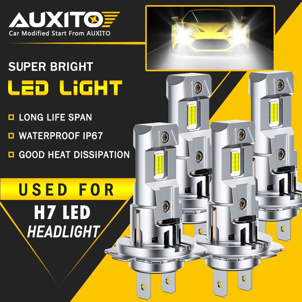 4PCS AUXITO H7 LED Headlight Bulbs M6S Bright White CANBUS ERROR FREE High Low K