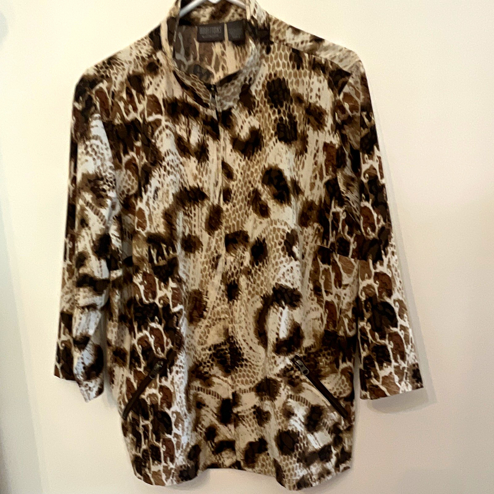 ADDITIONS by Chico’s Women’s Animal Print Zip Front Jacket Size 2 (12/14) ADDITIONS by Chico’s Women’s Animal Print Zip Front Jacket Size 2 (12/14)