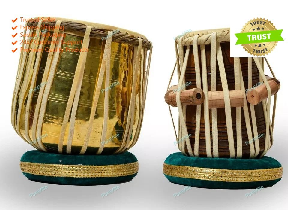 Folk Musical Gurudwara Dagga Bayan High Quality Brass Tabla Set With Cushion Set