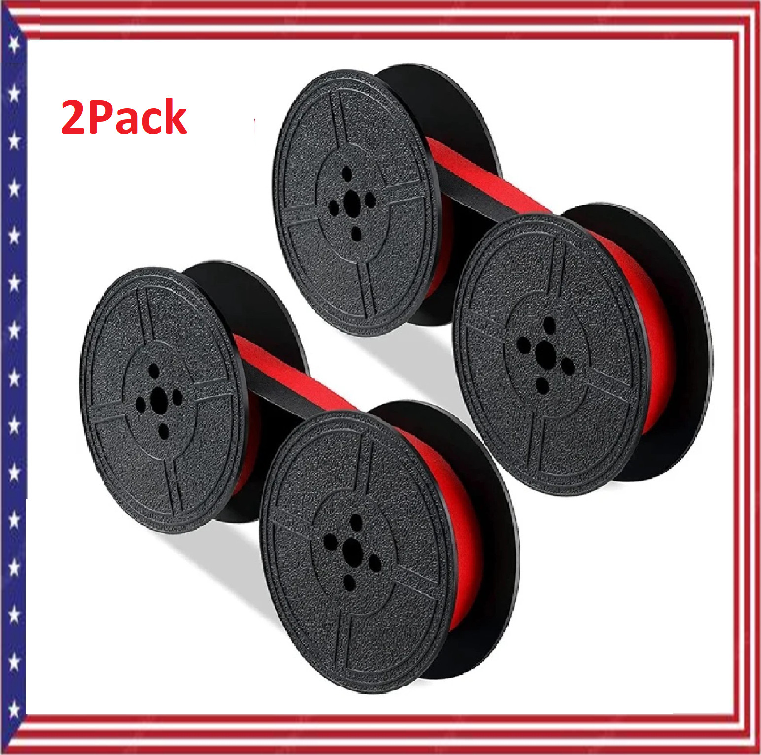 Universal Typewriter Ribbon Twin Spool Replacement Pack - Black Ink (2 Pcs) USA