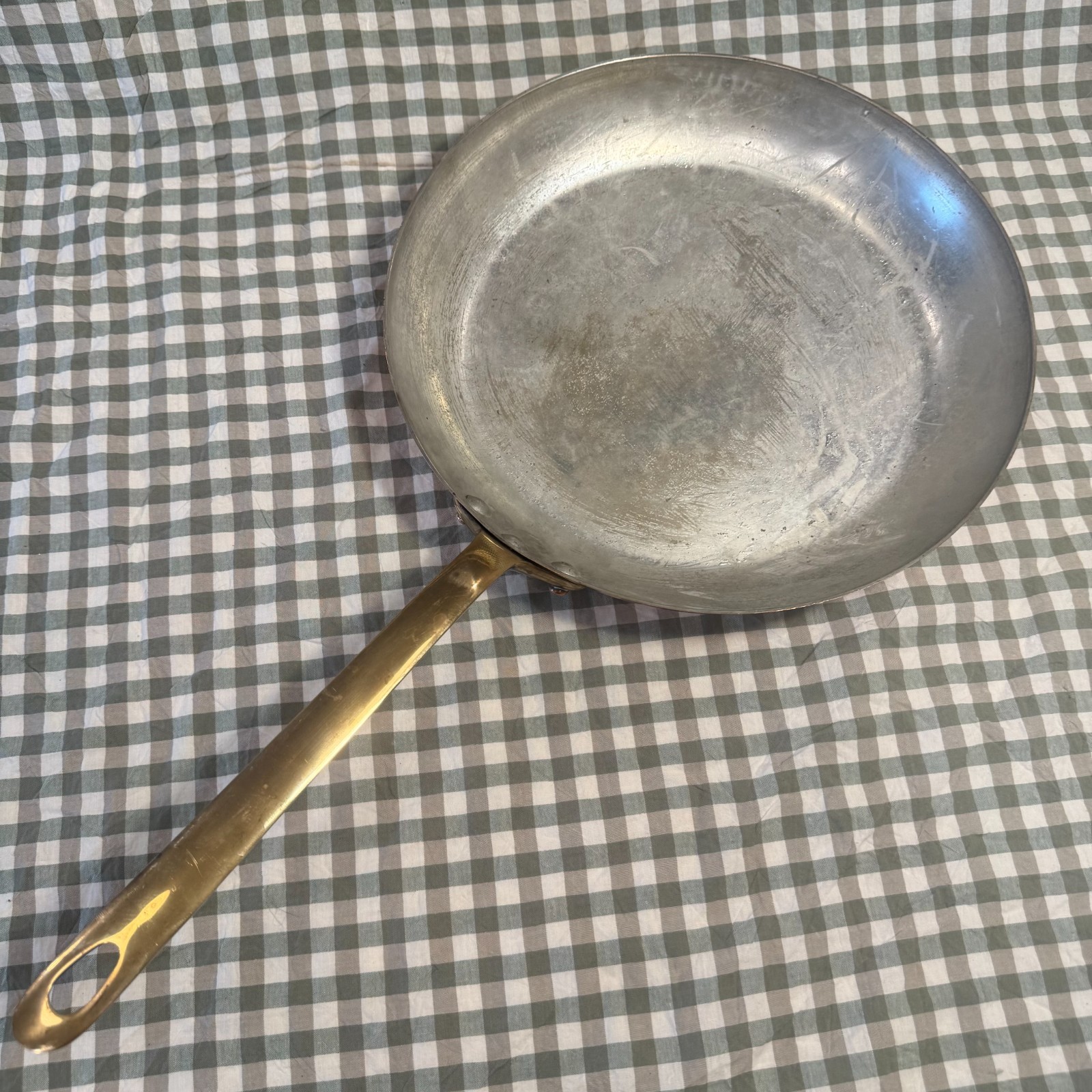 Vintage 12” French Copper Frying Pan Tin Lining Bronze Handle Made in France Vintage 12” French Copper Frying Pan Tin Lining Bronze Handle Made in France