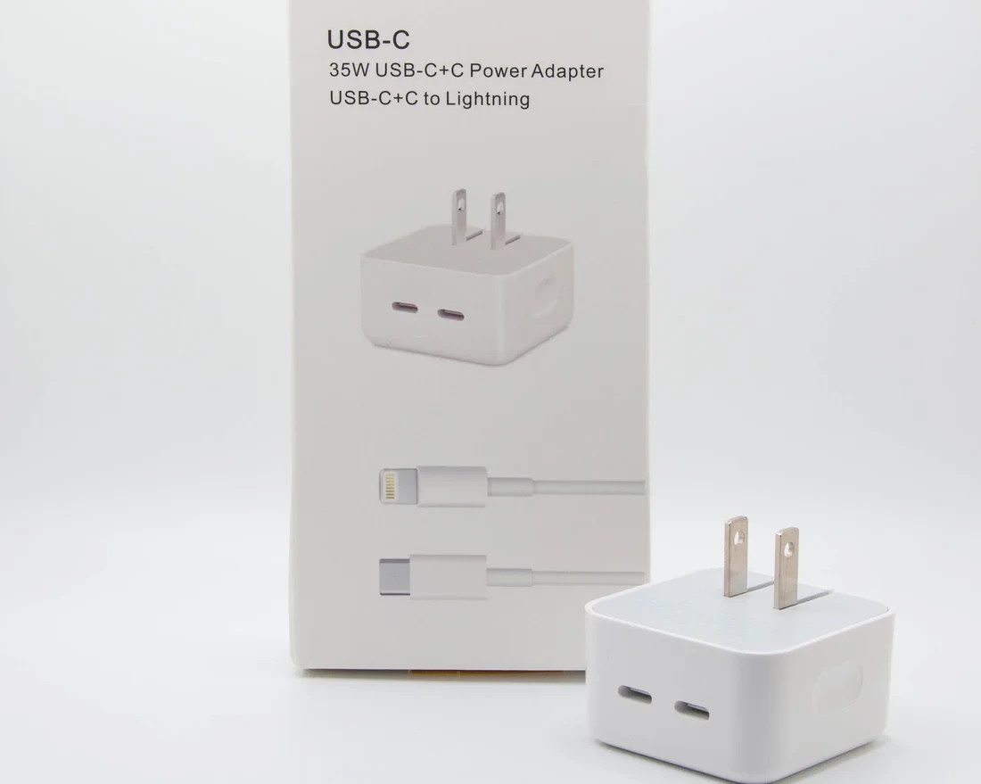 apple 35w dual usb-c port compact power adapter with usb c to lightning cable apple 35w dual usb-c port compact power adapter with usb c to lightning cable