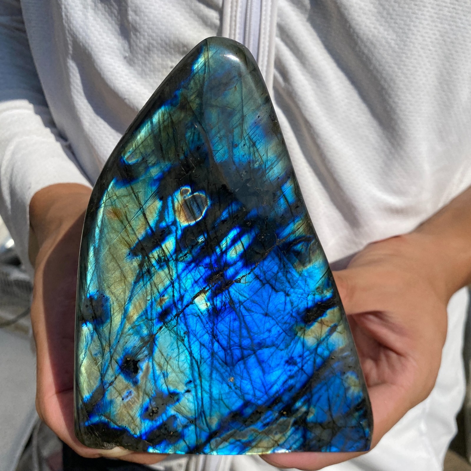 2.4LB Natural Flash Labradorite Quartz Crystal rough Mineral Healing Specimen