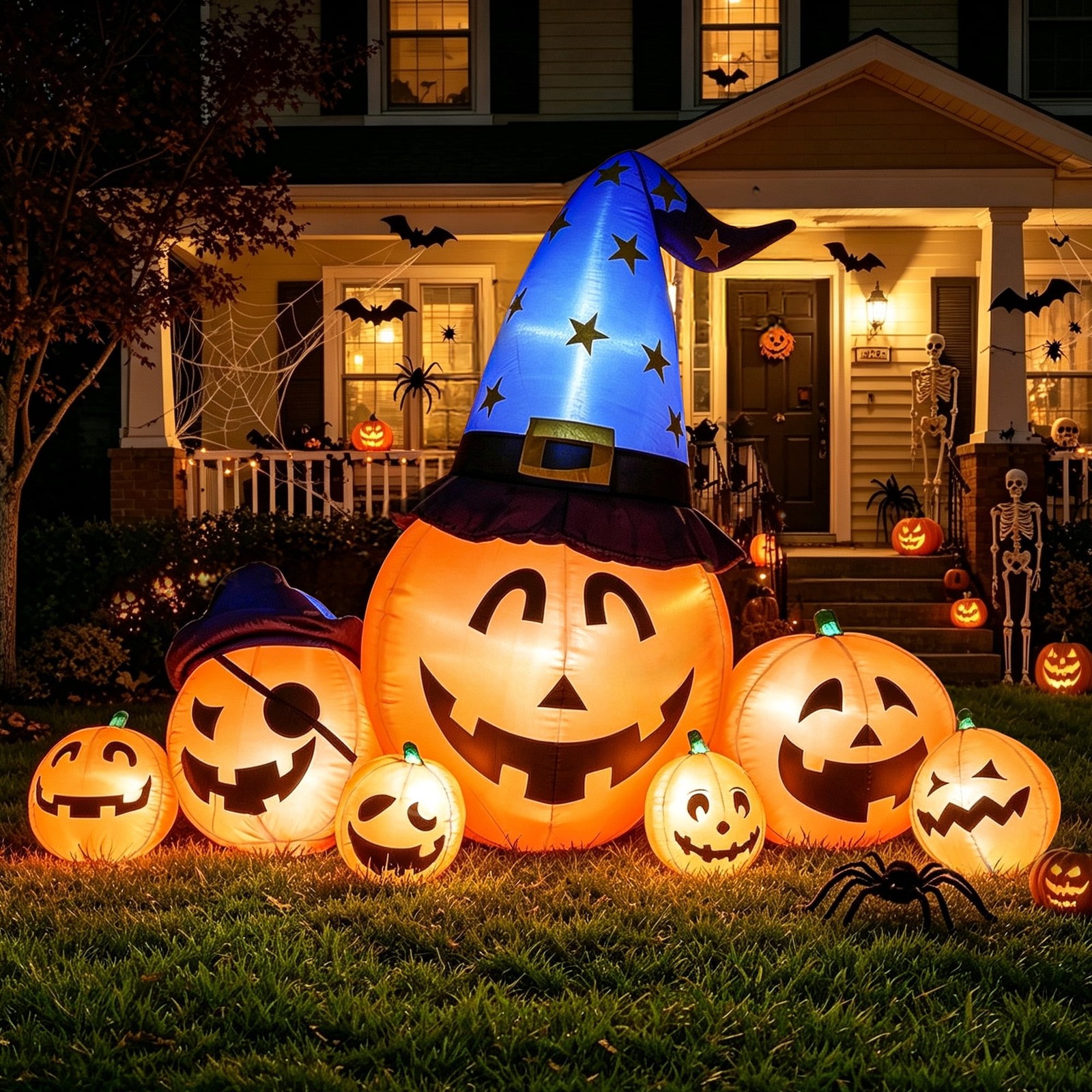 Goosiay 8.7ft Long Halloween Inflatable Pumpkin Decoration with Built-in LED Lig
