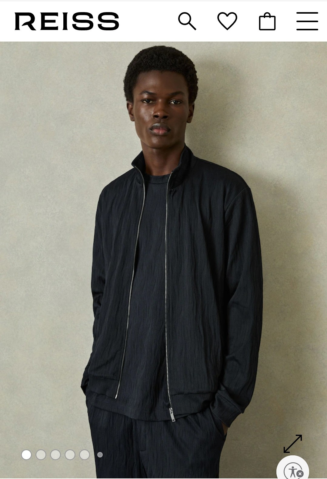 Reiss Men\'s AkselWave-Jacquard Zip-Through Jacket Navy Medium - NWT - RN114836