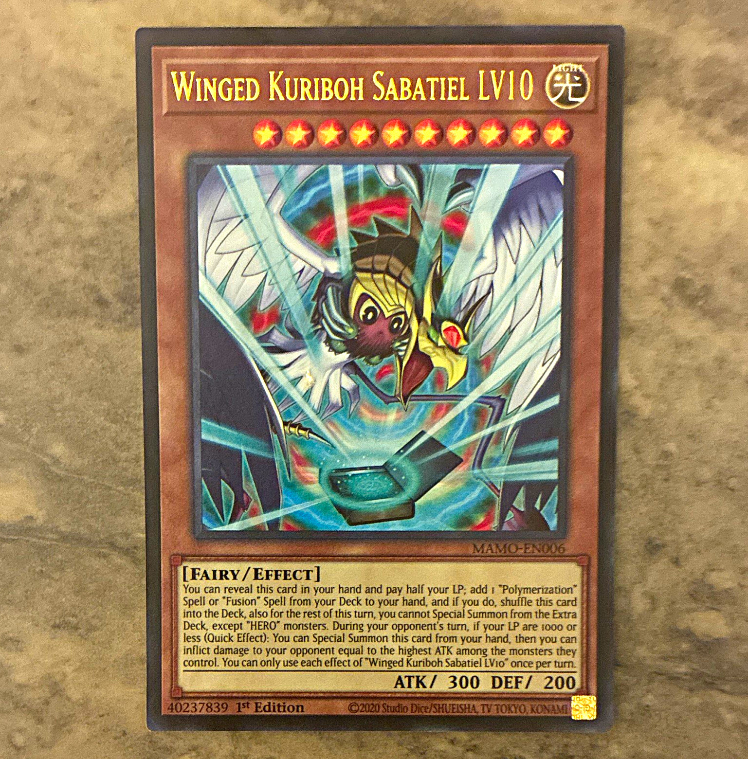 Yugioh TCG - Winged Kuriboh Sabatiel LV10 - Ultra Rare - MAMO-EN006 Yugioh TCG - Winged Kuriboh Sabatiel LV10 - Ultra Rare - MAMO-EN006