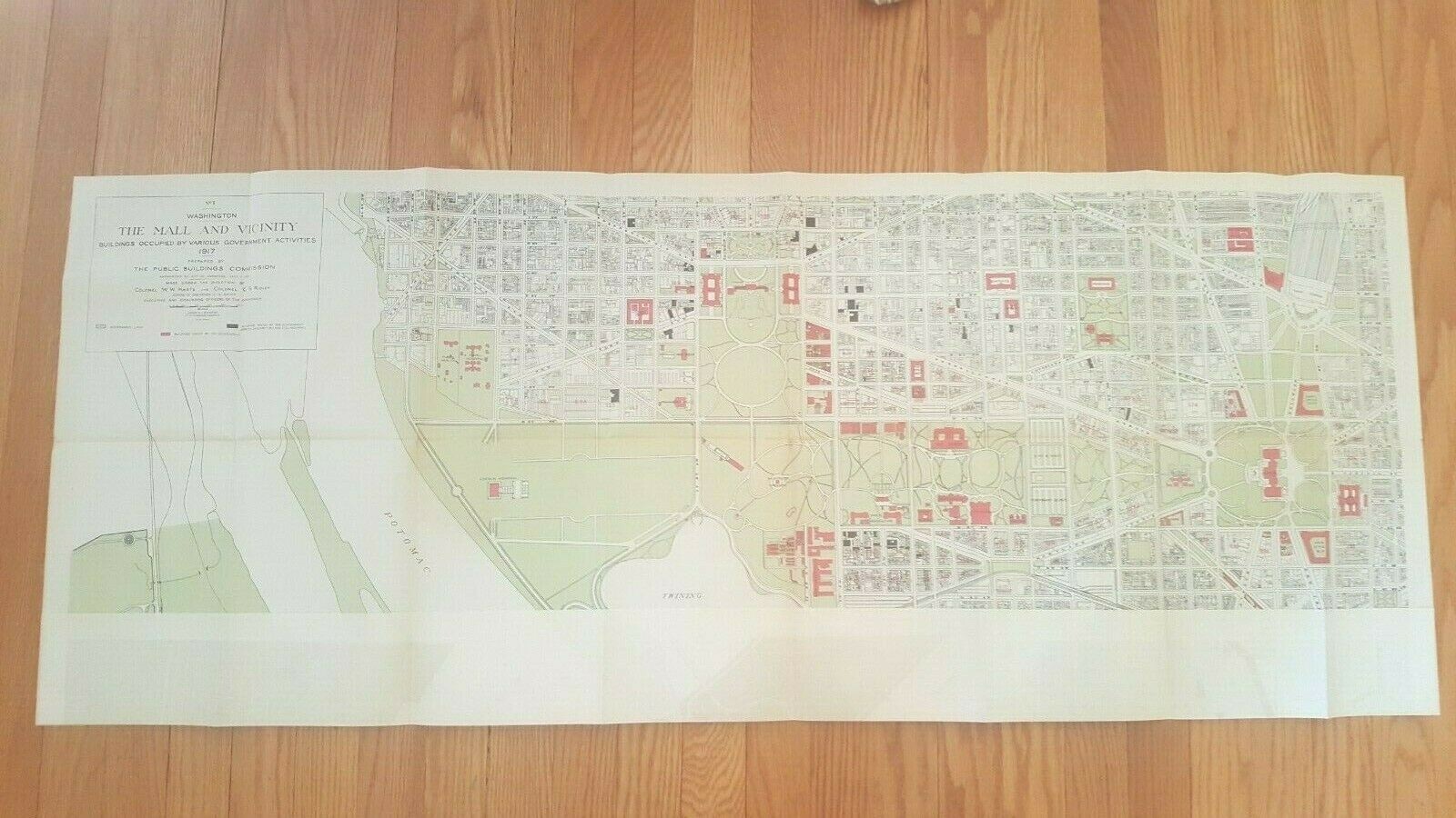 3 VERY SCARCE - LARGE - D.C. MAPS - 1917 - THE PUBLIC BUILDINGS COMMISSION