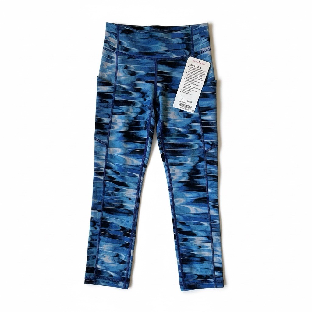 NEW Lululemon Women\'s Speed Up Crop Leggings (W6AO8S) \'Tidal Multi\' Blue NEW Lululemon Women\'s Speed Up Crop Leggings (W6AO8S) \'Tidal Multi\' Blue