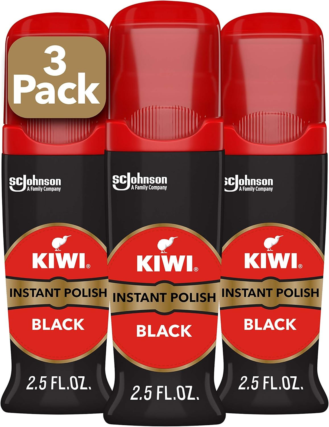 Black Liquid Shoe Polish with Sponge Applicator, Instant Shine Shoe Care, 2.5 Oz