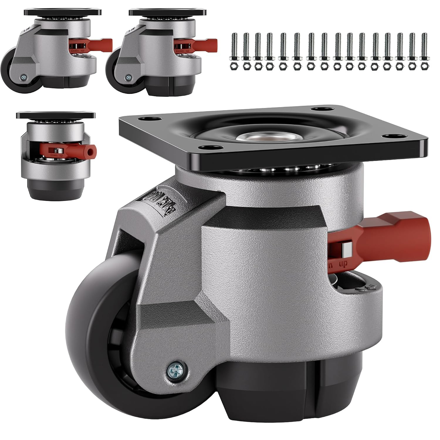 Heavy Duty Leveling Casters Set of 4, 3300LBS Load Capacity Adjustable Leveling